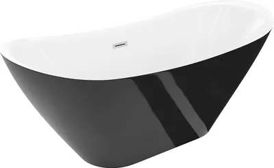 Produktbild von Mexen Lotos freistehende Badewanne 140 x 75 cm, weiß/schwarz, Überlauf gebürsteter Nickel - 52051407775-97