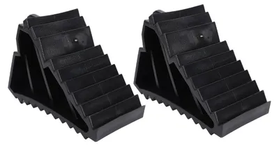 Image de Lot de 2 cales de roue avec poignées de transport – Cales antidérapantes pour caravanes, camping-cars et camions