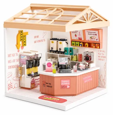 Productafbeelding van Dreamy mini house Melk en Thee Shop TeaShop met ledlamp DIY Modelbouw Knutselen