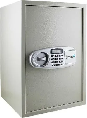 Zdjęcie produktu dla Sejf elektroniczny jasnoszary podwójny zamek regulowana półka