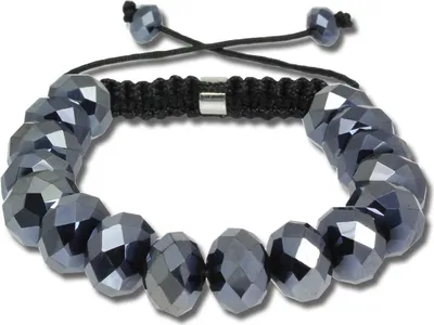 Image de SilberDream Femme Shamballa Bracelet 18-23cm gris avec 18 boules de verre SDA912