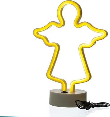LED NEON Figur ENGEL - Neon Schild - H- 28cm - Batterie oder USB Betrieb - stehend - warmweiss