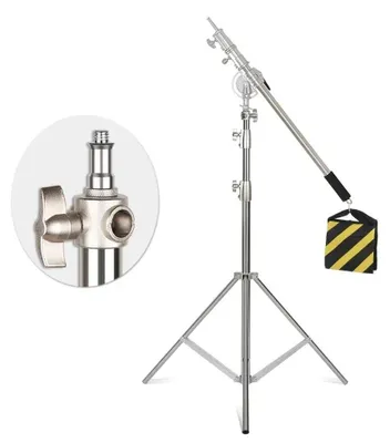 Produktbild von Fotografie C-Ständer, Edelstahl, höhenverstellbar, 2,8 m Stativ mit Arm