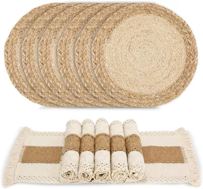 Produktbild von Platzsets 6er-Set, Baumwolle Jute und Wasserstroh, für Esstisch