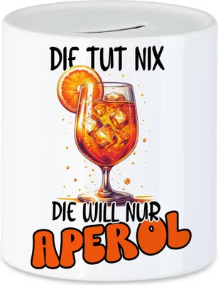 Produktbild von Die tut nix die will nur Aperol Spardose Geschenk Sommerabend Cocktail