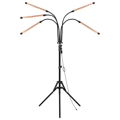 Produktbild von LED Pflanzenlampe Vollspektrum mit Stativ – 5 Leuchten, rot-warmes Licht, ideal für Sukkulenten, Aufzucht & Wachstum ohne Vergeilung