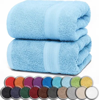 Produktbild von Frottier SAUNATÜCHER 2er Pack 80x200cm, 100% Baumwolle, Hell blau