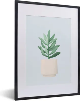 Produktbild von MuchoWow® MuchoWow® Gerahmtes Poster Pflanzen - Sukkulenten - Pastell 30x40 cm - Poster mit zchwarzem Bilderrahmen - Wandposter Schlafzimmer