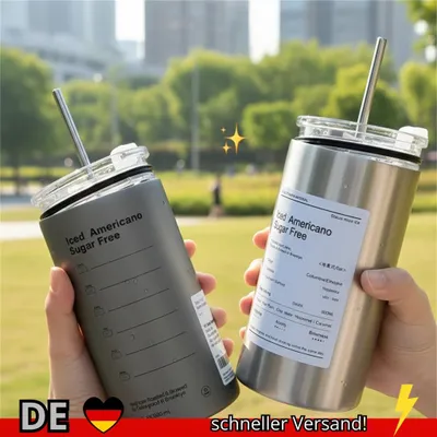 Produktbild von 600 Ml Thermoskanne Tragbare Edelstahl-Kaffeetasse Thermosflasche mit