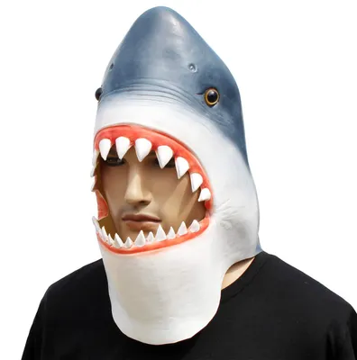 Haaienmasker aus Naturlatex – Gruseliges Halloween-Kostüm für Erwachsene