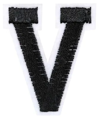 Produktbild von 1 Buchstaben Aufbügler, 15-43x45mm, Applikation, Aufnäher, schwarz, Buchstaben & Zeichen:V