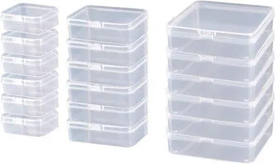 Produktbild von Klare Kunststoff-Boxen mit Scharnierdeckel, 3 Größen, Schmuckboxen, 18 Stück