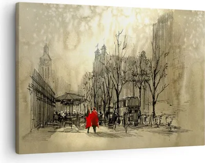 Produktbild von Bild auf Leinwand - Leinwandbild - Stadt Frau Geliebte - 70x50cm - Wand Bild - Wanddeko - Wandbilder - Leinwanddruck - Bilder - Kunstdruck - Wanddekoration - Leinwand bilder - Wandkunst - AA70x50-3190