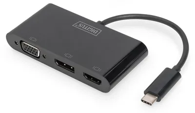 Image de DIGITUS Adaptateur de moniteur triple USB-C 3en1 (HDMI, DP, VGA)