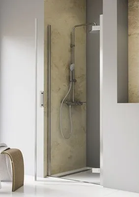 Produktbild von Duschtür in Nische mit Drehtür SCHULTE TouraPlus ExpressPlus 80 cm Profil chrom Klarglas schmutzabweisende Glasbeschicht
