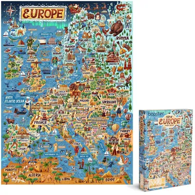 Produktbild von Puzzle Europa Landkarte Puzzle - 1000 Teile - 70 x 50 cm - Aus 100% Recyclingkarton - Illustriert