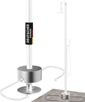 Image de Rosace ronde en acier inoxydable AISI 304 V2A pour montage hors sol de la douche extérieure "LAWA" I Douche de jardin I Douche d'eau chaude I Douche d'eau froide