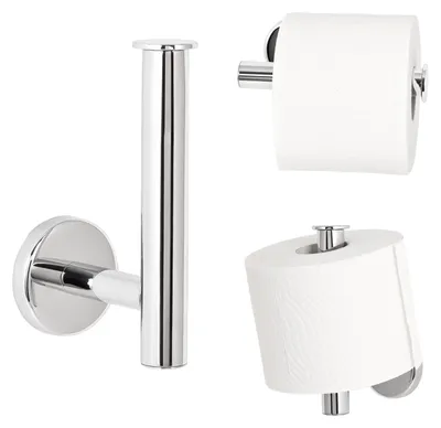 Image de bremermann porte-papier toilette 2 en 1 - gamme pour salle de bains LUCENTE en inox chromé