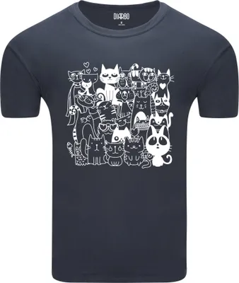 Produktbild von Diarbo Herren T-Shirt mit Tierliebhaber Druck Lustige Katze Dunkelgrau Gr.S