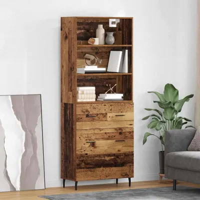 Produktbild von vidaXL Highboard 2 stk. Altholz 69,5 x 32,5 x 180 cm Holzwerkstoff