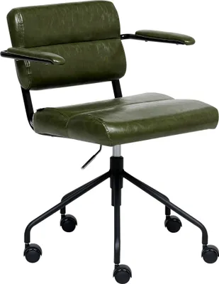 Produktbild von BELIANI Bürostuhl Dunkelgrün Kunstleder Drehbar Höhenverstellbar mit Gepolsterten Armlehnen Wippfunktion Moderner Homeoffice Drehstuhl Schreibtischstuhl