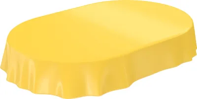 Produktbild von Tischdecke Wachstuch PVC abwaschbar Einfarbig Gelb Oval 180x140cm Band