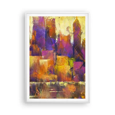 Produktbild von Gerahmtes Poster - Weißer Rahmen - Abstraktion Stadt Wolkenkratzer - 70x100 cm - Wand Bild - Wanddeko - Wandbilder - Wandposter - Bilderrahmen - Bilder - Kunstdruck - Wandbild - P2WPA70x100-4294