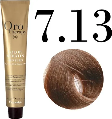 Obrázek produktu pro Fanola Oro Therapy 7.13 Blonde Beige, Béžová, Blonde Beige, Ženy, 100 ml, Všechny vlasy, Zachovávající barvu, Dlouhotrvající, Lesklý, Změkčující
