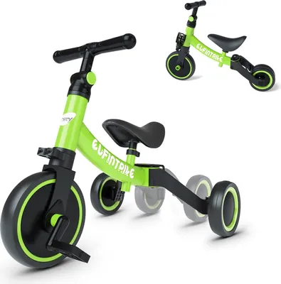 Produktbild von 5 in 1 Laufräder Laufrad Kinderdreirad Dreirad Lauffahrrad Lauflernhilfe für Kinder ab 1 Jahre bis 4 Jahren (Blau)