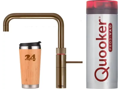 Zdjęcie produktu dla "QUOOKER FUSION Square VAQ PRO3 mosiężna patyna i bateria 100°C (3FSPTN)" Bateria zlewozmywakowa z funkcją wrzątku 100°C W zestawie kubek termiczny