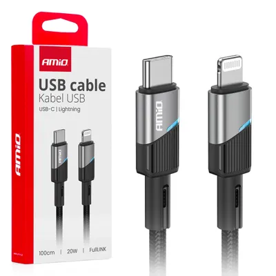 Zdjęcie produktu dla Kabel do ładowania USB-C - IPHONE LIGHTNING 20W 100cm AMIO-03928