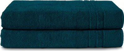 Produktbild von Komfortec Saunatuch Set, 2er, 100% Baumwolle Frottee, Petrol, 80x200 cm, weich, saugstark, schnelltrocknend, strapazierfähig, hautsympathisch, für Sauna, Spa, Sport & Wellness, Öko-Tex Standard 100