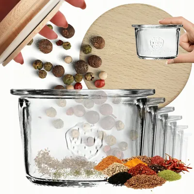 Produktbild von Weck Gläser 80ml Vorratshaltung Holzdeckel 6er Set