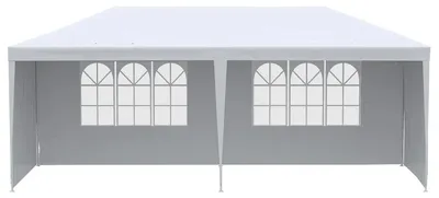 Obrázek produktu pro Zahradní pavilón 6x3 metry - párty stan - odnímatelné boční stěny - 2 okna - ocelová konstrukce - bílá barva
