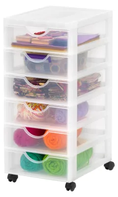 Produktbild von Iris Ohyama, Kunststoff Schubladenbox, 6 Flachen Fächer Weiß, DDDC-360