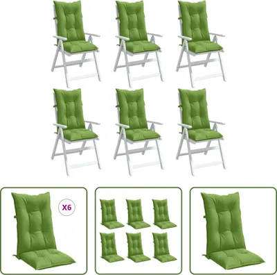 Image de Coussins pour fauteuil Hochlehner, lot de 6, mélange de couleurs vertes, 120x50x7 cm, tissu
