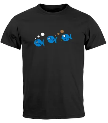 Produktbild von Herren T-Shirt Fische lustig Fischfurz Fun-Shirt furzen Witz Scherz Meme Moonworks® schwarz XXL