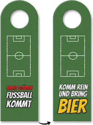 Produktbild von Türhänger in grasgrün mit Fußballfeld Nicht Stören - Komm rein und bring Bier