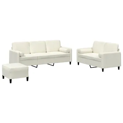 Produktbild von 3-tlg. Sofagarnitur mit Kissen Creme Samt