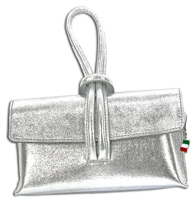 Productafbeelding van Florence dameshandtas, avondtas, schoudertas, leer, zilver, afmetingen 6x23x13 cm, modelnummer OTF834J