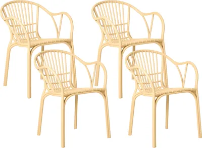 Produktbild von BELIANI Gartenstühle 4er Set Beige Kunststoff Wetterfest Leichtes Gewicht Modern Outdoor Plastik Stühle