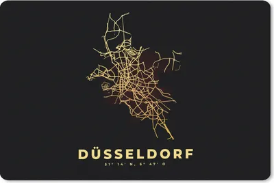 Produktbild von MuchoWow® Schreibtischunterlage Gold - Düsseldorf - Karte - Stadtplan - Wegbeschreibung 60x40 cm - XXL Mauspad - Großes Mauspad