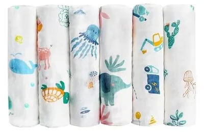 Zdjęcie produktu dla Pieluchy muślinowe bawełniane 70X70 cm dla niemowląt zestaw 6 sztuk