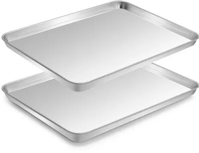 Produktbild von Ibenzoa® Backblech 2er-Set, Edelstahl 18/0, 31,5 × 24,5 × 2,5 cm – beschichtungsfrei, ideal zum gesunden Backen & Braten