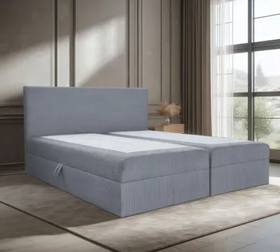 Produktbild von Bett, Boxspringbett, Continentalbett BERG POSO mit Bonell Matratze, OHNE Topper, Doppelbett mit Container, H3 160x200 cm, (Grau - Poso 110)