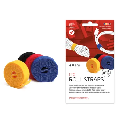 Image de Label-The-Cable Roll, LTC 1230, 4x 1 mètre mix (bleu, rouge, jaune, noir)