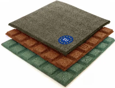 Produktbild von Fallschutzmatte 50x50 cm Gummimatte für Spieltürme Schaukel Rutsche Outdoor : Schwarz 25 mm Farbe: Schwarz Stärke: 25 mm