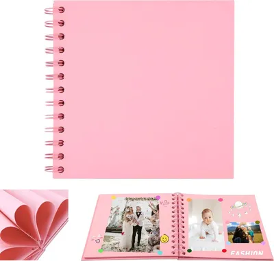 Produktbild von Kleines Fotoalbum zum Selbstgestalten,17x17cm Scrapbook 20 Blätter(40 Seiten) Fotoalben Ringbuch, Fotobücher Kraftpapier Spiralalbum für Baby Geburtstag Jahrestag Hochzeit, Braun Rot