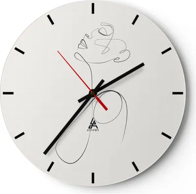 Produktbild von Wanduhr - Rund - Glasuhr - Linie Linie Frau - 40x40cm - Schleichendes Uhrwerk - Lautlos - zum Aufhängen bereit - Dekoration Modern - Wanddekoration aus Glas - C3AR40x40-5112