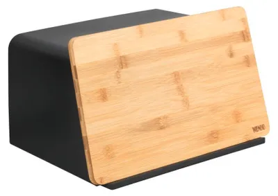 Produktbild von Brotkasten mit Bambusbrett, Schwarz